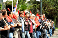 Griechische Gewerkschafter im Kampf gegen die Troika. Foto: mediActivista / flickr.com