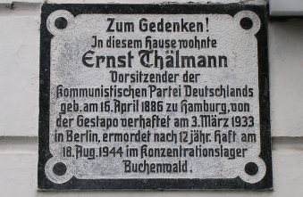 Gedenktafel an der Gedenkstätte Ernst Thälmann in Hamburg